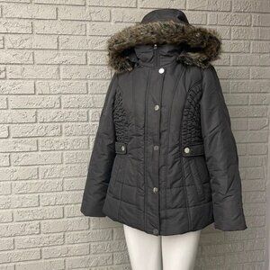 Details Intl Women Winter Coat With Detachable Faux Fur Hoodie Size M